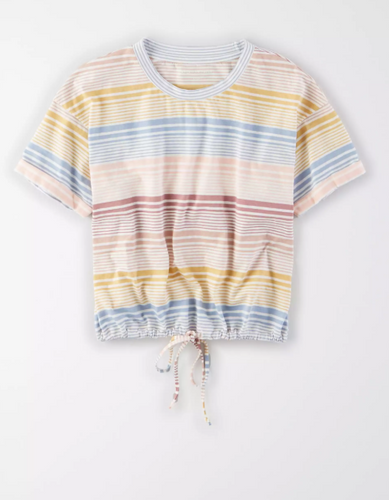 AE Cinched Crew Neck T-Shirt - Naughty Panda Outlet